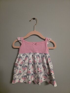 Gerber Pink and White Sailboat Print Sundress